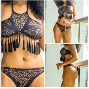 Boho Tribal Fringe Tassel Halter bikini